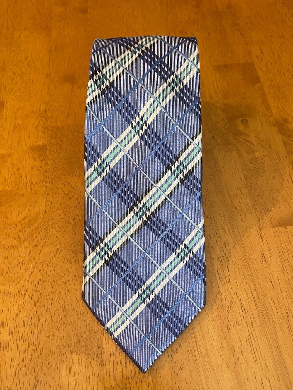 Tattersall London blue plaid silk tie